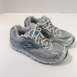 Brooks addiction 10 Womens Running Shoes Size 6.5 White/silver/teal, 1200941B464